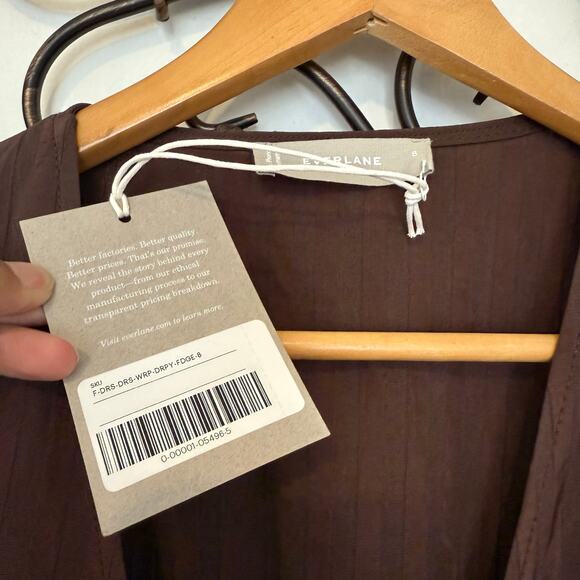 nwt Everlane The City Stripe Wrap Midi Dress Brown Size 8 - Picture 6 of 8